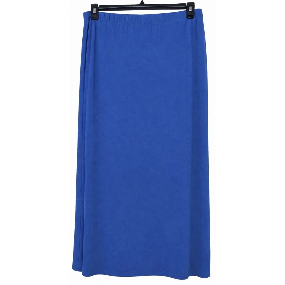 Blue High Low Tulip Hem‎ Maxi Skirt Elastic Waist Faux Wrap Drape Skirt
